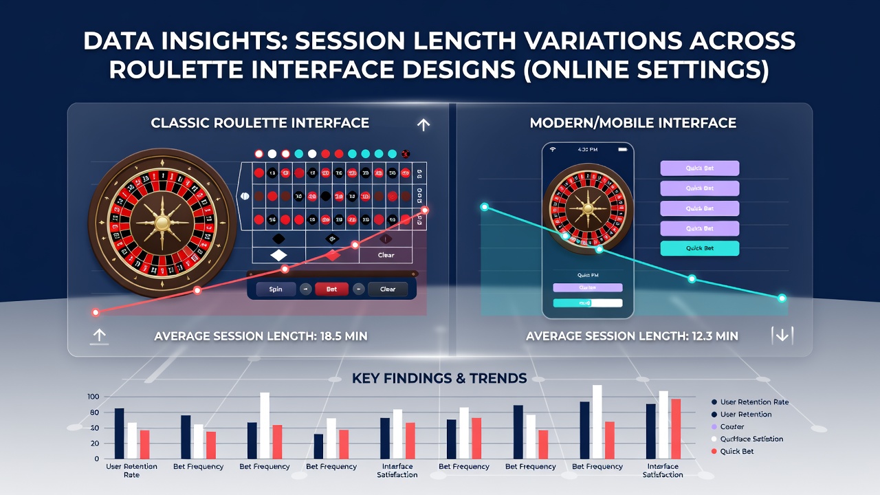 Analytics dashboard displaying session length heatmaps for various roulette UI configurations