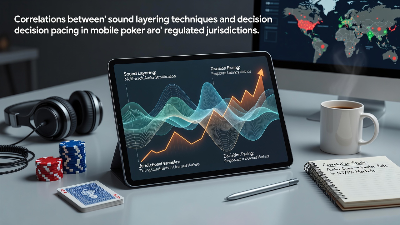 Mobile poker interface showing layered audio controls and decision timers in a regulated app environment