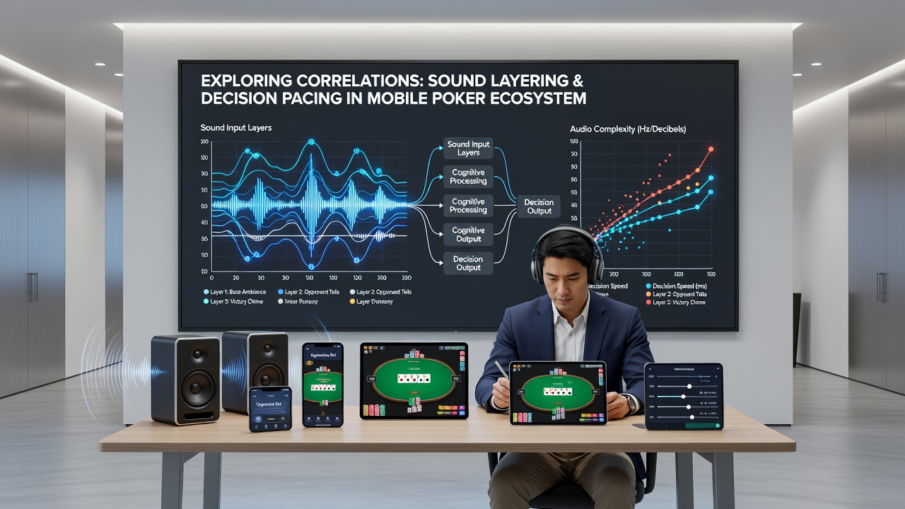 Detailed view of sound layering controls overlaid on mobile poker decision interface in a regulated jurisdiction setting